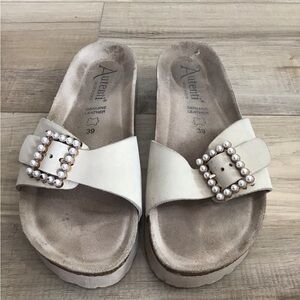 Autenti Spain Women Slide Sandal Shoes Size 39 White Leather